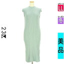 【4/15値下げ】【中古】【古着】 23区 ニジュウサンク ワンピース チュニック ワンピース 膝下丈リブニットワンピース 冬物 冬 秋冬 黄緑/ライトグリーン