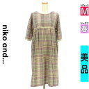\超得★20%OFFクーポンで1760円/ ニコ アンド niko and... ワンピース チュニック レディース 春 長袖 グレー M 配色チェックワンピー...