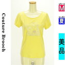 \週末限定★15%OFFクーポンで336円/ クチュールブローチ Couture Brooch Tシャツ レディース 夏 半袖 イエロー M ラインストーン付き...