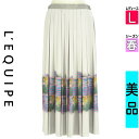 \超得★20%OFFクーポンで10912円/ レキップ L'EQUIPE ロングスカート マキシスカート レディース 春 グレー L 絵画プリントプリーツスカー...