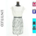 【4/15値下げ】【中古】【古着】 アンタイトル UNTITLED ワンピース チュニック ワンピース 花柄シアー切替ワンピース 夏物 春夏 水色/ライトブルー