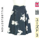 【4/15値下げ】【中古】【古着】 ウィルセレクション WILLSELECTION スカート スカート 花柄膝上タックフレアスカート オールシーズン 紺色/ネイビー