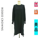【4/15値下げ】【中古】【古着】 ロデオクラウン RODEO CROWNS ワンピース チュニック ワンピース バックロゴスウェット膝下ワンピース 秋物 秋冬 春秋 ブラック