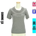 コムサ COMME CA ニット レディース 夏 半袖 グレー M フリルネックニットトップス 【中古】【古着】【大幅値下】