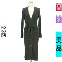 【4/15値下げ】【中古】【古着】 23区 ニジュウサンク カーディガン ボレロ カーディガン ベルト付きロングリブニットカーディガン 冬物 冬 秋冬 グレー