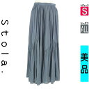 【4/15値下げ】【中古】【古着】 ストラ Stola. ロングスカート マキシスカート スカート 微光沢ギャザーロングスカート オールシーズン ブルー