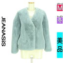 【4/23値下げ】【中古】【古着】 ジーナシス JEANASiS コート アウター ノーカラーボリュームファーコート 冬物 冬 秋冬 ブルー