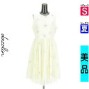 【4/23値下げ】【中古】【古着】 ダズリン dazzlin ワンピース チュニック ワンピース 花柄×チュール膝下ワンピース 夏物 春夏 ホワイト