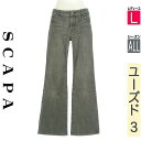 \激得★30%OFFクーポンで3773円/ スキャパ SCAPA デニムパンツ レディース オールシーズン グレー L フレアグレーデニムパンツ 【中古】【古着...