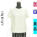 【4/23値下げ】【中古】【古着】 インディヴィ INDIVI カットソー プルオーバー トップス バックレースピンストライプカットソー 夏物 春夏 ホワイト