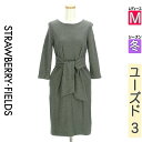 【4/23値下げ】【中古】【古着】 ストロベリーフィールズ STRAWBERRY-FIELDS ワンピース チュニック ワンピース ウエストリボン膝丈ワンピース 冬物 冬 秋冬 グレー