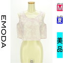 【10/29値下げ】【中古】【古着】 エモダ EMODA カットソー プルオーバー フルーツ柄ショート丈ノースリトップス 夏物 春夏 ピンク