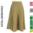 【4/23値下げ】【中古】【古着】 ストロベリーフィールズ STRAWBERRY-FIELDS ロングスカート マキシスカート スカート チェック柄ボリュームミモレスカート オールシーズン ブラウン