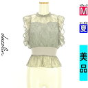 【4/23値下げ】【中古】【古着】 ダズリン dazzlin カットソー プルオーバー トップス 総レースペプラムブラウス 夏物 春夏 グレー