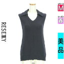 【10/29値下げ】【中古】【古着】 リゼクシー RESEXXY ニット トップス リブ編み襟ノースリニット 春物 春秋 春夏 紺色/ネイビー