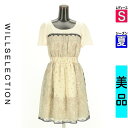 【4/23値下げ】【中古】【古着】 ウィルセレクション WILLSELECTION ワンピース チュニック ワンピース バックリボン花柄膝上シフォンワンピース 夏物 春夏 ベージュ