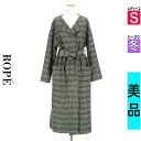 【4/23値下げ】【中古】【古着】 ロペ ROPE コート アウター ベルト付きチェック柄ウールロングコート 冬物 冬 秋冬 グレー