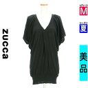 \超得★20%OFFクーポンで2816円/ ズッカ ZUCCa ニット レディース 夏 半袖 ブラック M ドレープニットトップス 【中古】【古着】 \売り尽く...