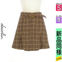 【4/23値下げ】【中古】【古着】 ダズリン dazzlin ミニスカート スカート ベルト付きチェック柄起毛ミニスカート 冬物 冬 秋冬 ブラウン