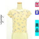 【4/23値下げ】【中古】【古着】 ダズリン dazzlin Tシャツ トップス 花柄コンパクトTシャツ 夏物 春夏 イエロー