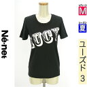 \週末限定★15%OFFクーポンで411円/ ネネット Ne-net Tシャツ レディース 夏 半袖 ブラック M ロゴプリントTシャツ 【中古】【古着】【大幅...