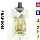 \週末限定★15%OFFクーポンで719円/ フラボア FRAPBOIS Tシャツ レディース 夏 半袖 ホワイト M オーバーサイズプリントTシャツ 【中古】...