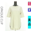 \週末限定★15%OFFクーポンで710円/ オペークドットクリップ OPAQUE.CLIP Tシャツ レディース 夏 半袖 アイボリー S ラウンドヘムTシャ...