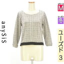 \超得★20%OFFクーポンで932円/ エニィスィス anySiS ニット レディース 冬 長袖 ブラック M チェック柄起毛ニットトップス 【中古】【古着】...
