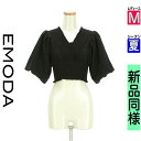【4/23値下げ】【中古】【古着】 エモダ EMODA カットソー プルオーバー トップス バルーン袖ショートトップス 夏物 春夏 ブラック
