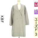 【中古】【古着】 ケービーエフ KBF コート アウター ノーカラーロングコート 冬物 冬 秋冬 グレー