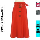 【4/23値下げ】【中古】【古着】 ストロベリーフィールズ STRAWBERRY-FIELDS ロングスカート マキシスカート スカート ベルト付きフロントボタンロングスカート オールシーズン レッド