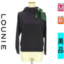 \超得★20%OFFクーポンで5808円/ ルーニィ LOUNIE ニット レディース 秋 長袖 紺色/ネイビー M ブランドロゴスカーフ付きニットトップス 【...
