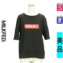 【4/23値下げ】【中古】【古着】 ミルク フェド MILKFED. Tシャツ トップス ロゴプリントTシャツ 夏物 春夏 ブラック