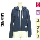 【4/23値下げ】【中古】【古着】 ミルク フェド MILKFED. スウェット パーカー トップス 裏毛ジップアップパーカー 春物 春秋 春夏 紺色/ネイビー