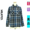 【4/23値下げ】【中古】【古着】 ミルク フェド MILKFED. カジュアルシャツ シャツ チェック柄起毛シャツ 冬物 冬 秋冬 ブルー