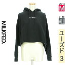 【4/23値下げ】【中古】【古着】 ミルク フェド MILKFED. スウェット パーカー トップス ショート丈ロゴスウェットパーカー オールシーズン ブラック