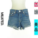 【4/23値下げ】【中古】【古着】 ミルク フェド MILKFED. ショートパンツ ハーフパンツ パンツ ダメージデニムショートパンツ オールシーズン ブルー