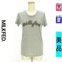 【4/23値下げ】【中古】【古着】 ミルク フェド MILKFED. Tシャツ トップス ボアロゴTシャツ 夏物 春夏 グレー