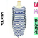 【4/23値下げ】【中古】【古着】 ミルク フェド MILKFED. ワンピース チュニック ワンピース ボックスロゴ膝上ボーダーワンピース 春物 春秋 春夏 ブルー