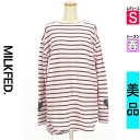 【4/23値下げ】【中古】【古着】 ミルク フェド MILKFED. カットソー プルオーバー トップス ハート付きボーダーロングカットソー 春物 春秋 春夏 ピンク