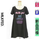 【4/23値下げ】【中古】【古着】 ミルク フェド MILKFED. Tシャツ トップス ロゴプリントフレアTシャツ 夏物 春夏 ブラック