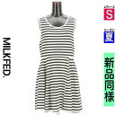 【4/23値下げ】【中古】【古着】 ミルク フェド MILKFED. ワンピース チュニック ワンピース ボーダー柄フレアタンクワンピース 夏物 春夏 ブラック