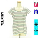 【4/23値下げ】【中古】【古着】 ミルク フェド MILKFED. Tシャツ トップス マルチボーダーTシャツ 夏物 春夏 グレー