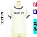 【4/23値下げ】【中古】【古着】 ミルク フェド MILKFED. Tシャツ トップス 配色切替ロゴプリントTシャツ 夏物 春夏 ホワイト
