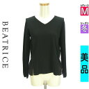 【4/23値下げ】【中古】【古着】 ベアトリス BEATRICE ニット トップス 裾チュールフリルVネックニット 冬物 冬 秋冬 ブラック