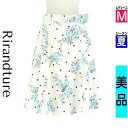 【4/23値下げ】【中古】【古着】 リランドチュール Rirandture スカート スカート ベルト付きドット×花柄ミディフレアスカート 夏物 春夏 ホワイト