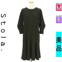 【4/23値下げ】【中古】【古着】 ストラ Stola. ワンピース チュニック ワンピース ボリューム袖パール付き膝下フレアワンピース 冬物 冬 秋冬 ブラック