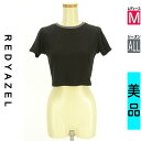 \週末限定★15%OFFクーポンで701円/ レディアゼル REDYAZEL ニット レディース オールシーズン 半袖 ブラック M クロップドリブニットトップ...