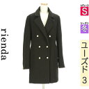 【中古】【古着】 リエンダ rienda コート アウター パールボタンミドルコート 冬物 冬 秋冬 ブラック