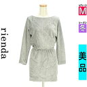 【4/23値下げ】【中古】【古着】 リエンダ rienda ワンピース チュニック ワンピース ベロアライクミニワンピース 冬物 冬 秋冬 グレー